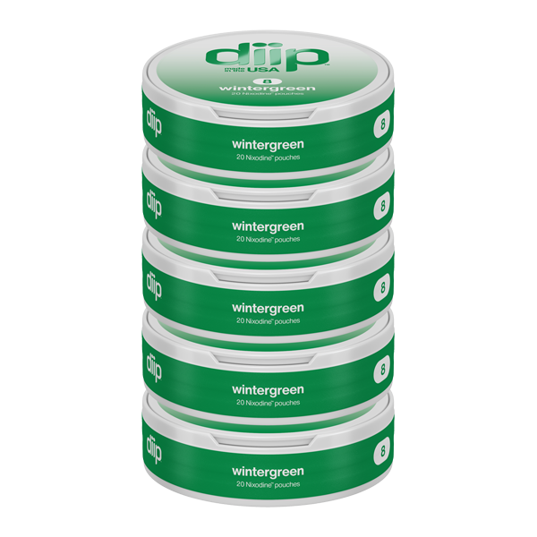 8 Wintergreen DIIP Reset Nixodine 5 pack of Pouches