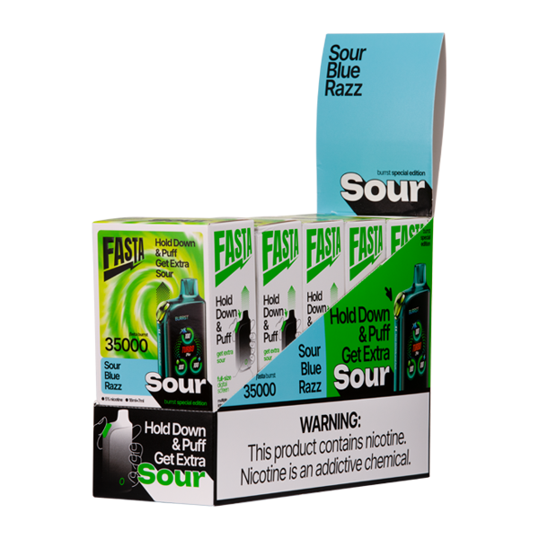 5 pack of Sour Blue Razz FASTA Burrst 35000 (Sour Edition)