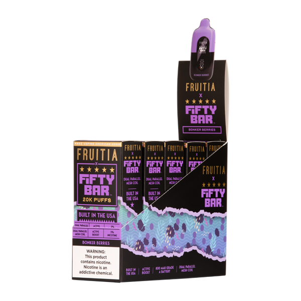 5 Pack of Bonker Berries FRUITIA X Fifty Bar 20K for Vaping.com