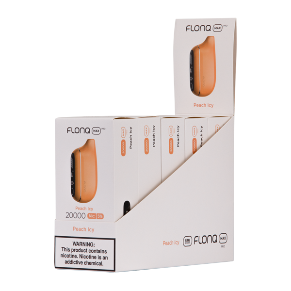 Flonq Max Pro Peach Icy 50mg disposable vape 5 pack for Vaping.com