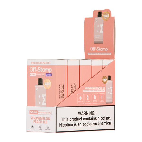 Strawmelon Peach Ice OFF STAMP SW16000 Vape 5-Pack