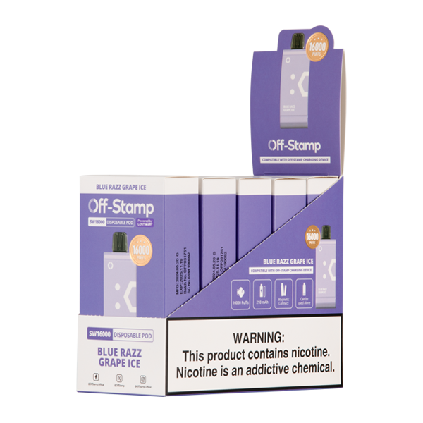 Blue Razz Grape Ice OFF STAMP SW16000 Replacement Pod Bundle