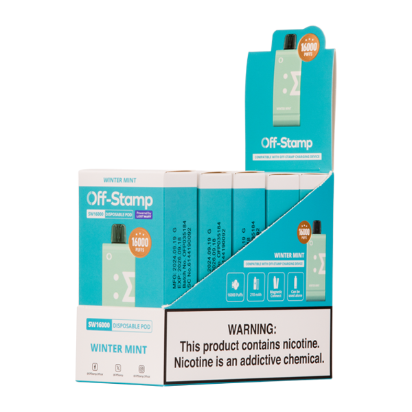 5 Pack Winter Mint Off Stamp SW16000 Disposable for Vaping.com
