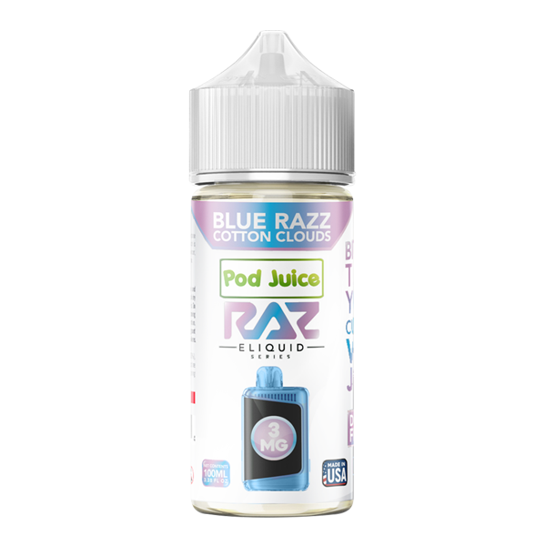 Blue Razz Cotton Clouds RAZ X POD JUICE 100ml Blue Razz Cotton Clouds RAZ X POD JUICE 100ml