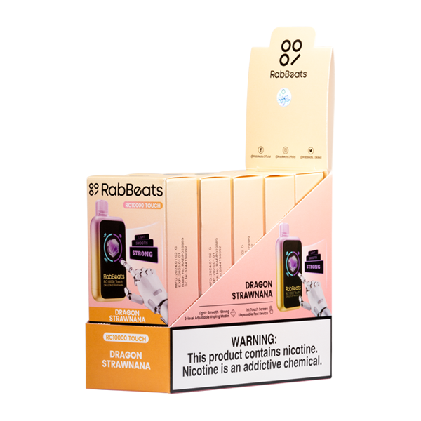 Rabbeats Rc10000 Touch Dragon Strawnana Vape 5 Pack