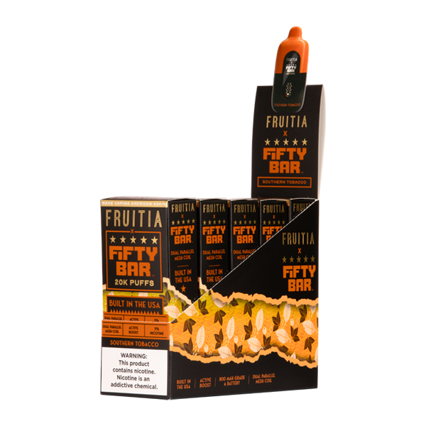 5 Pack of Southern Tobacco FRUITIA X Fifty Bar 20K Vape Flavor