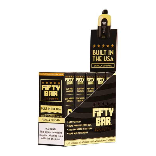 5 Pack of Vanilla Custard Fifty Bar 20K Vape