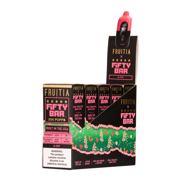 5 Pack of B-Pop FRUITIA X Fifty Bar 20K Vape Flavor