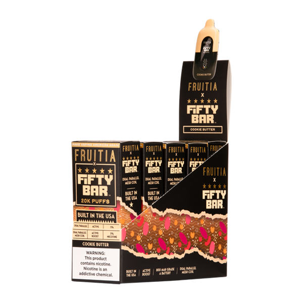 5 Pack of Cookie Butter FRUITIA X Fifty Bar 20K for Vaping.com