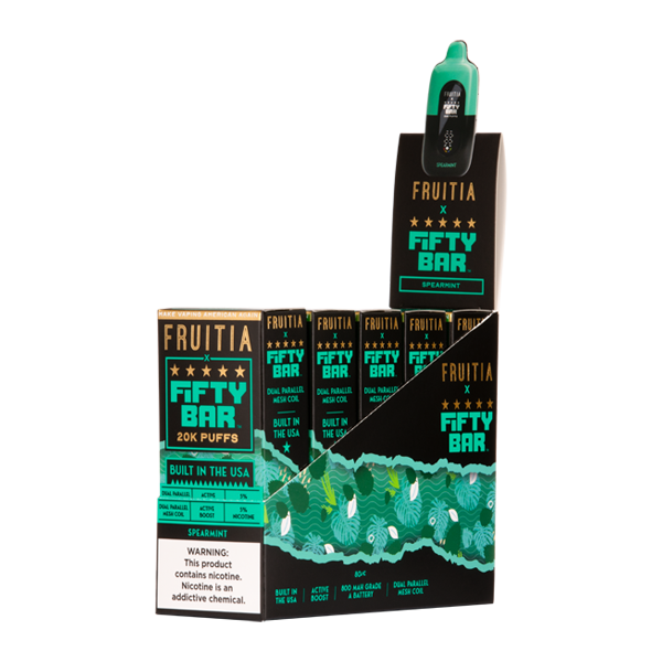 5 Pack of Spearmint FRUITIA X Fifty Bar 20K Vape Flavor