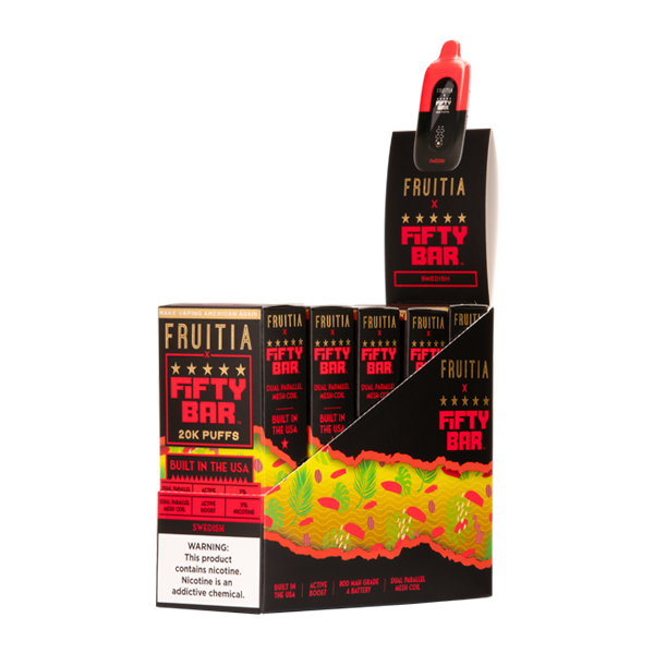 5 Pack of Swedish Fish FRUITIA X Fifty Bar 20K Vape Flavor