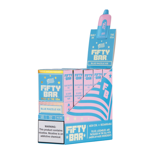 Blue Razzle Ice Fifty Bar Vape Bundle