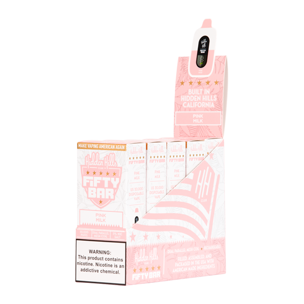 5 Pack of Pink Milk HIDDEN HILLS X Fifty Bar 20k