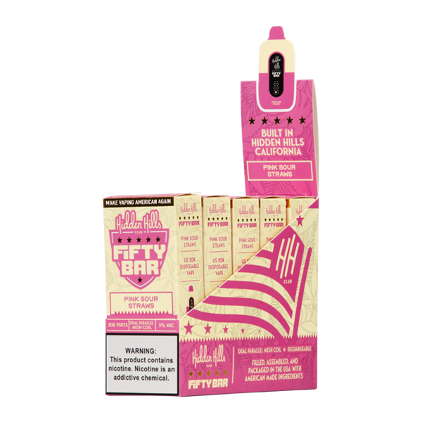 Pink Sour Straws Hidden Hills X Fifty Bar Vape Bundle