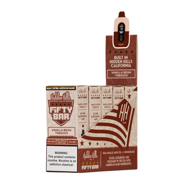 Vanilla Bean Tobacco Hidden Hills X Fifty Bar Vape 5-Pack