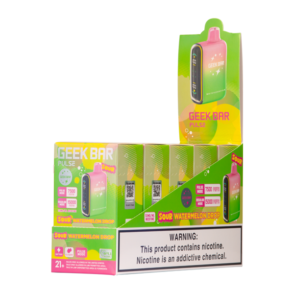 5 pack of Sour Watermelon Drop Geek Bar Pulse for Vaping.com