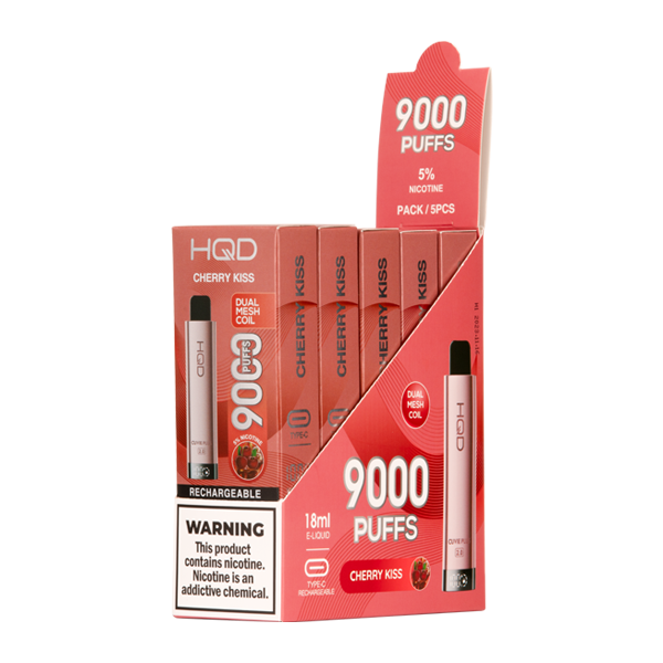 5 Pack of Cherry Kiss HQD Cuvie Plus 2.0 Vape