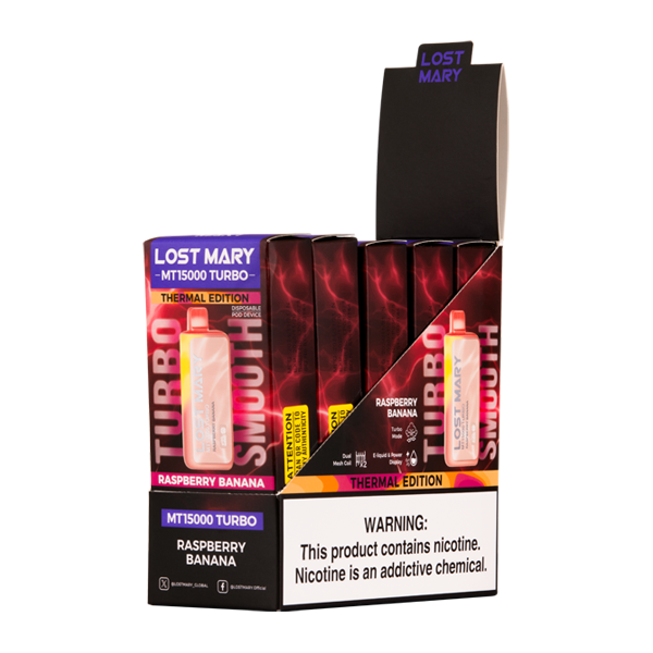 5 Pack of Raspberry Banana LOST MARY MT15000 Turbo