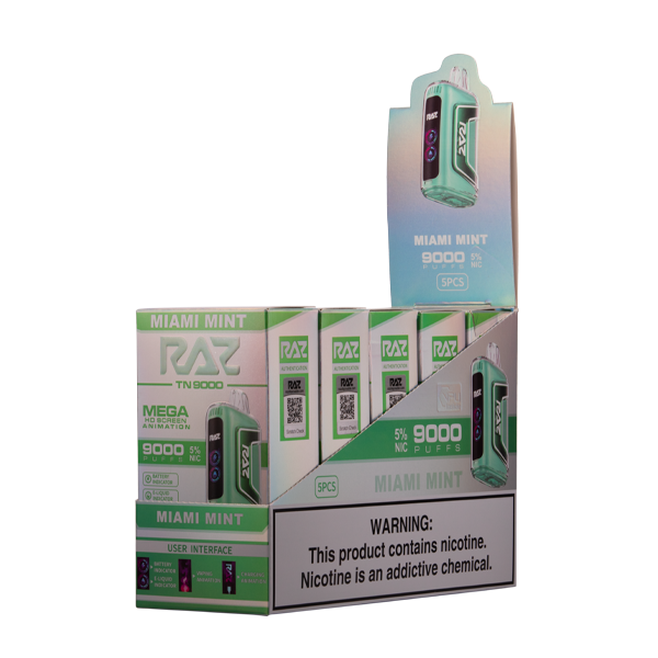 Raz Tn9000 Miami Mint Vape 5 Pack