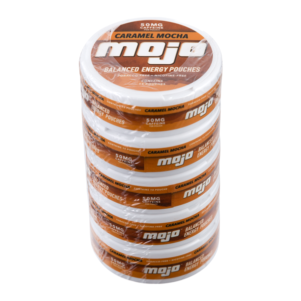 Mojo 50mg caffeine Caramel Mocha Energy Pouches sleeve