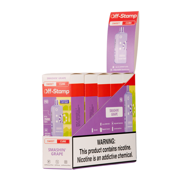 5 Pack of Smashin Grape OFF STAMP X-Cube Disposable SWEET