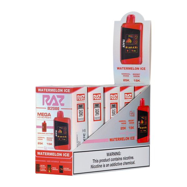 Watermelon Ice Raz DC25000 vape 5 pack