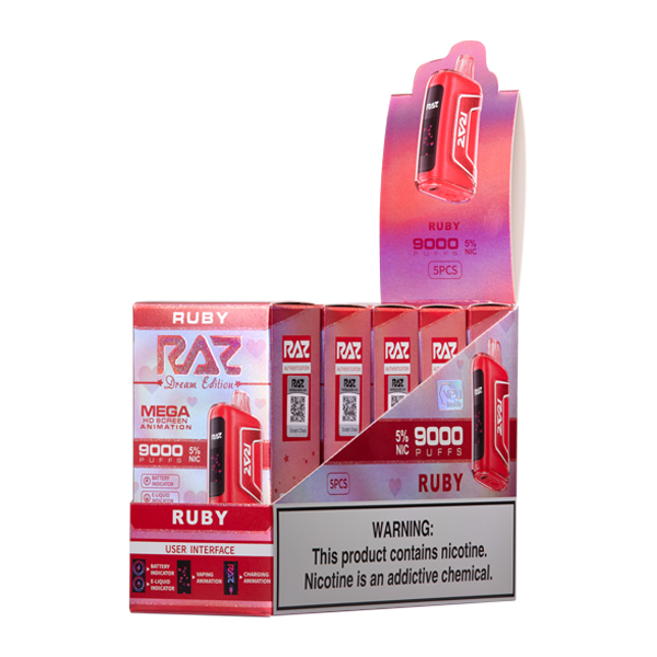 Raz Tn9000 Ruby Vape 5 Pack