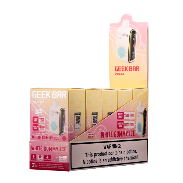 White Gummy Ice Geek Bar Pulse vape bundle